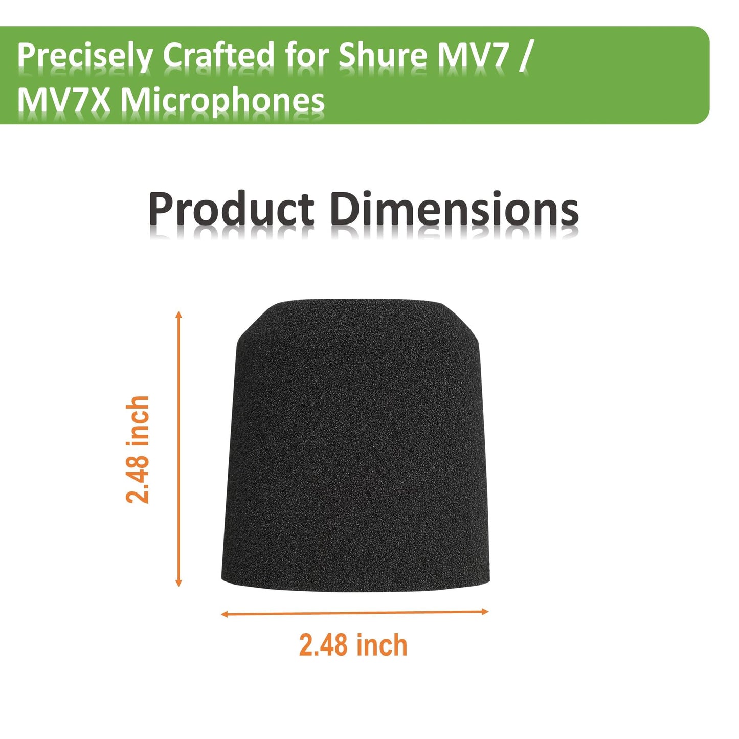 PhantAccy Pop Filter/Windscreen for Shure MV7 / MV7X Microphones - Foam Mic Cover for Filtering Plosives, Hissing Noise and Other Ambient Noise (Pack
