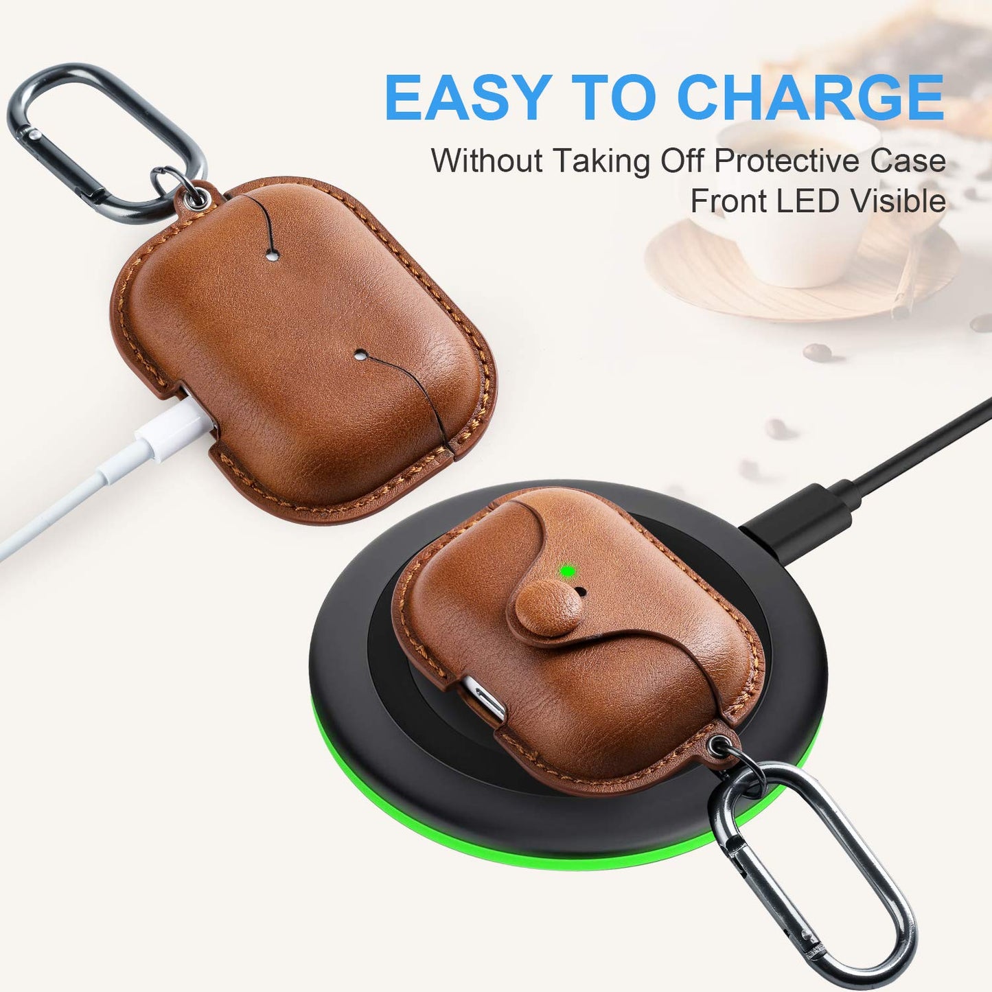 Maxjoy for AirPods Pro 2 Case Leather, Airpods Pro Leather Case Cover with Keychain Airpod Strap Compatible with Apple Airpod Pros 2nd Generation 2023