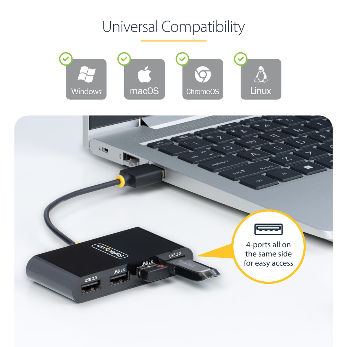 StarTech 4-Port USB 2.0 Hub with 6in/15cm Cable (ST4200MINI2-USB-HUB)