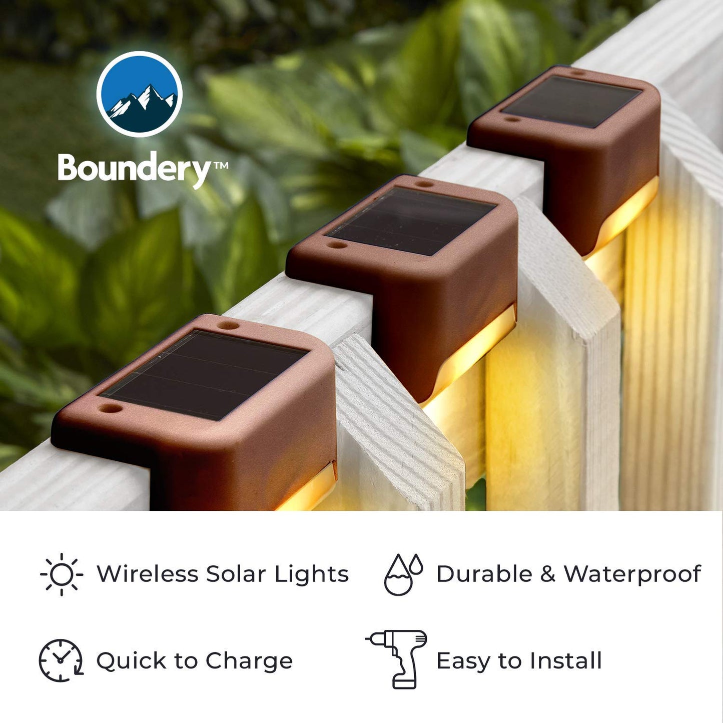 Solar Step Lights by Boundery - Premium LED Solar Waterproof Deck Decor & Fence Lights - Solar Powered Outdoor Lights for Deck, Dock, Steps, Porch