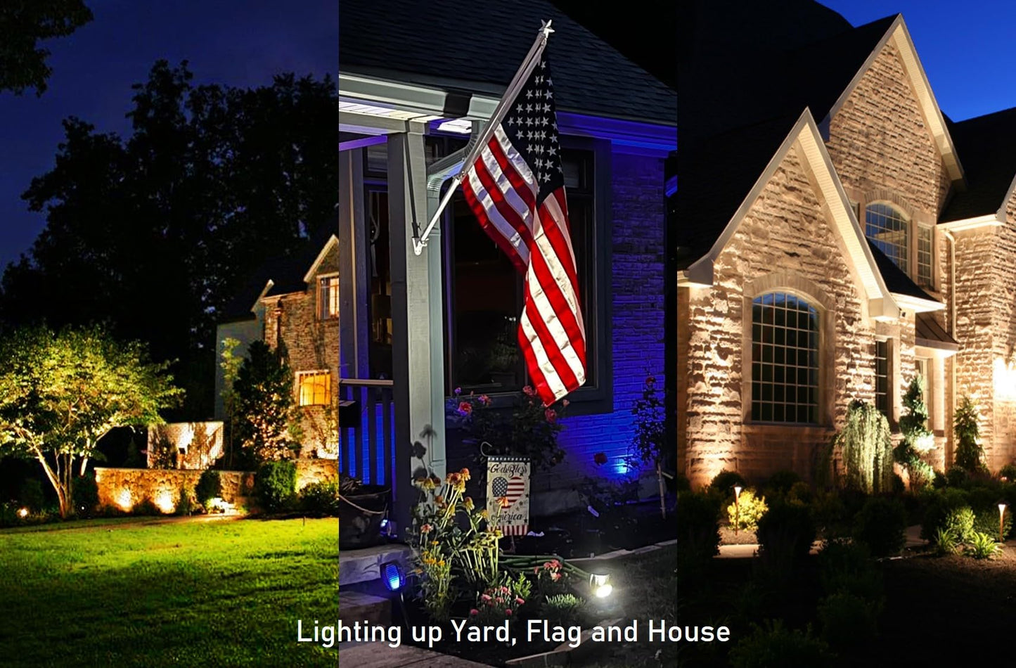 TOVEENEN LED Outdoor Spotlight 12W White Waterproof Landscape Spot Lights for Chrismas Yard House Flag Lighting, Daylight White 4000K, 120V 12W