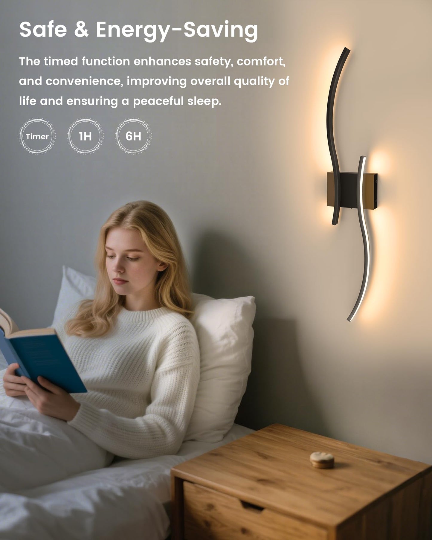 NIORSUN 27.6 Inch Battery Operated Wall Sconce Set of 2, Black Modern Rechargeable Wall Lights with Remote, 3CCT Dimmable Wireless Wall Lamp