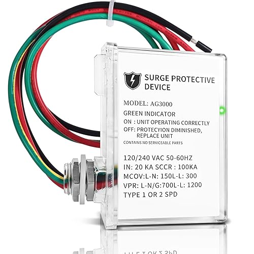 AG3000 HVAC Surge Protector 120/240V, Whole House Surge Protective Device for Mini Split and AC, with TPMOV Technology, Type 4X Watertight Enclosure
