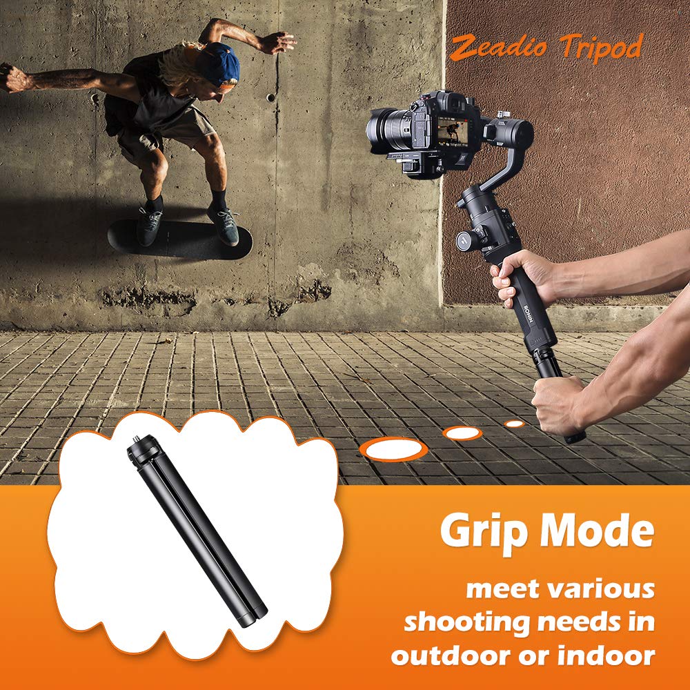 Zeadio Metal Mini Tripod, Desktop Tabletop Stand Tripod with 1/4 Inch Screw for Smooth 4, Crane Plus, Crane 2, Osmo Mobile, Ronin-S, Vimble 2, Gimbal