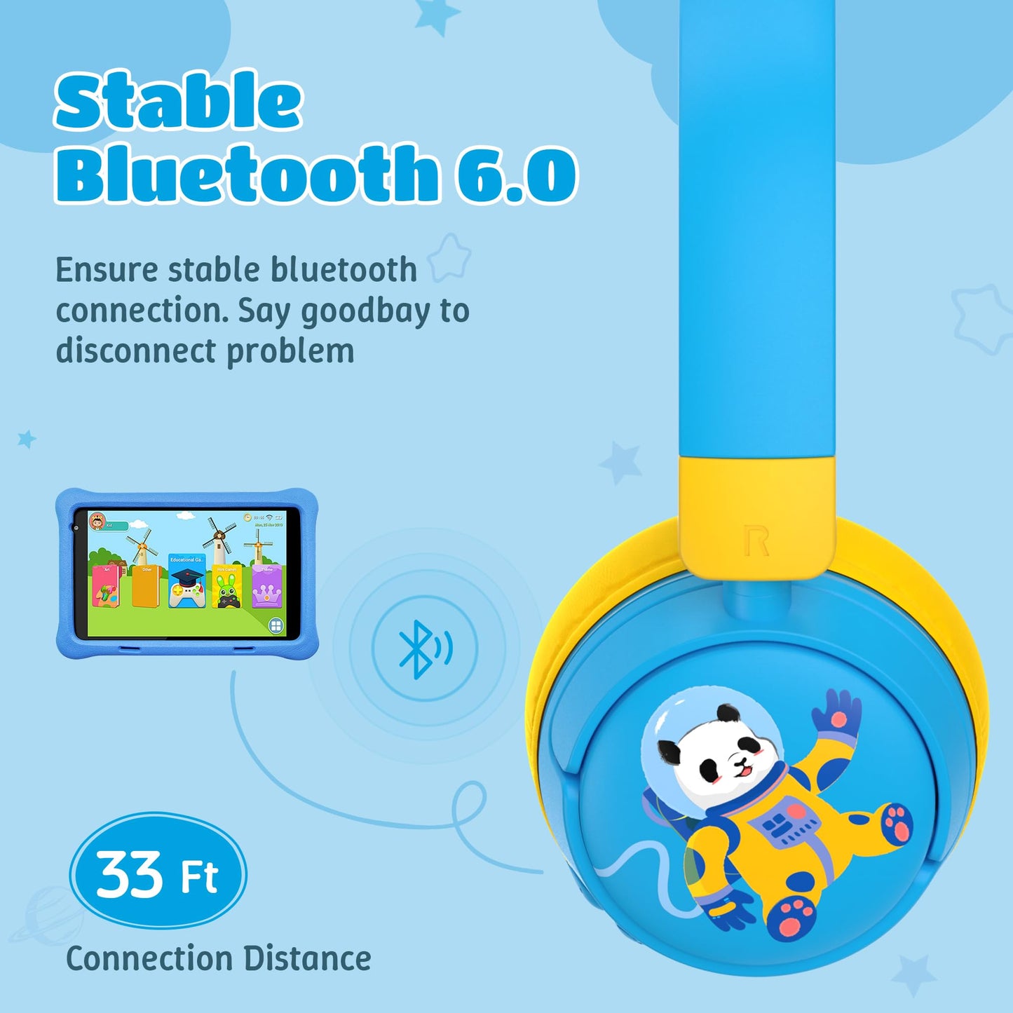 Kids Headphones Bluetooth for Boys, Toddler Headphones Wireless for School
