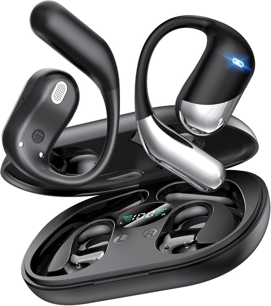 Ultra Open Ear Headphones,Over Ear Bone Conduction Earbuds with Earhooks