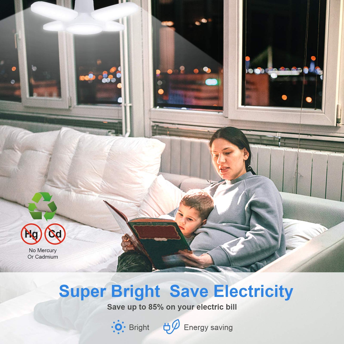 Rieyue 2 Pack LED Light Bulb 35 Watt (150W Equivalent), Mini LED Garage Light E26 Base Daylight 6500K, Super Bright Deformable Bulbs for Workbench