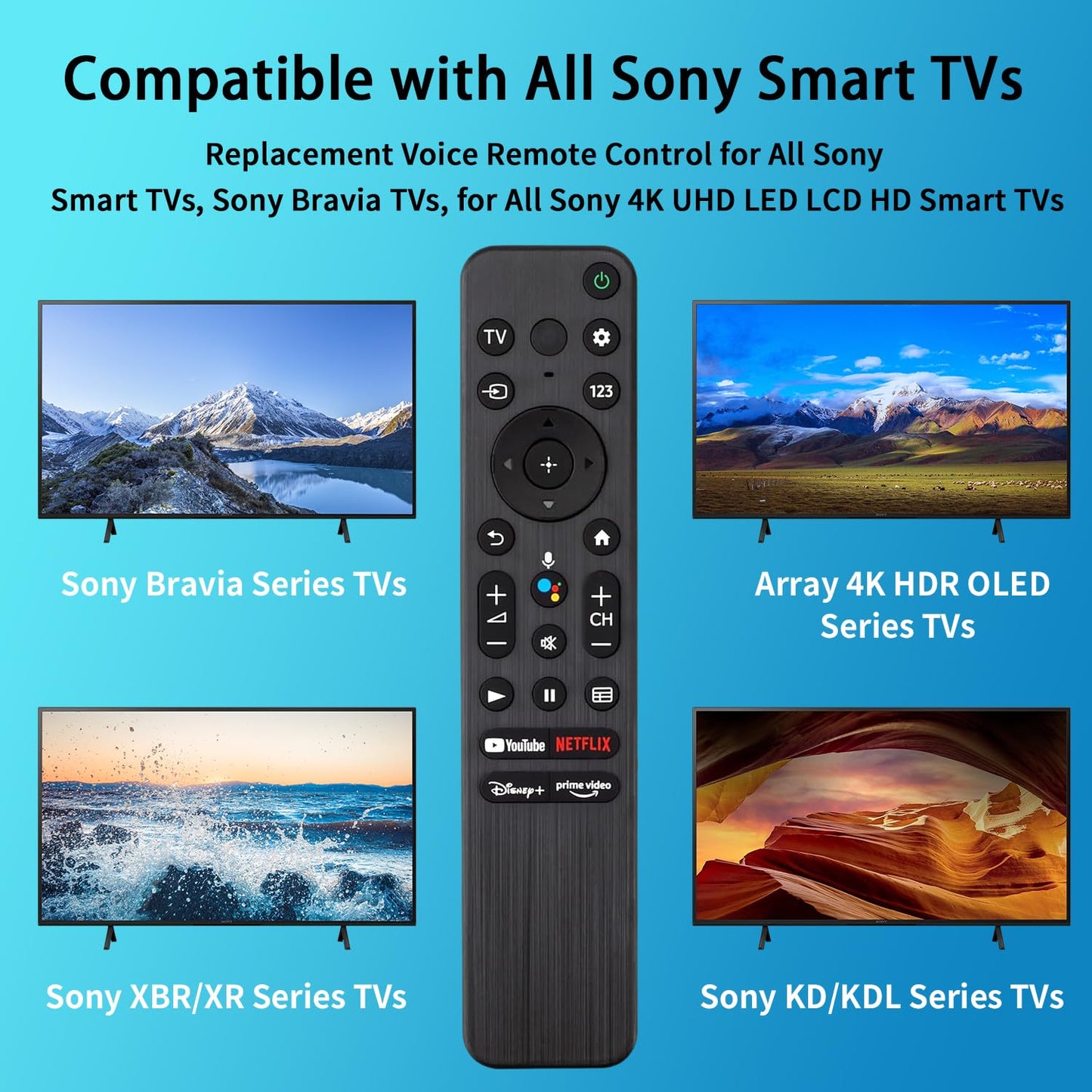 Voice Remote for Sony Smart TVs,Replacement Remote Control for Sony Bravia 4K UHD LED/LCD TVs