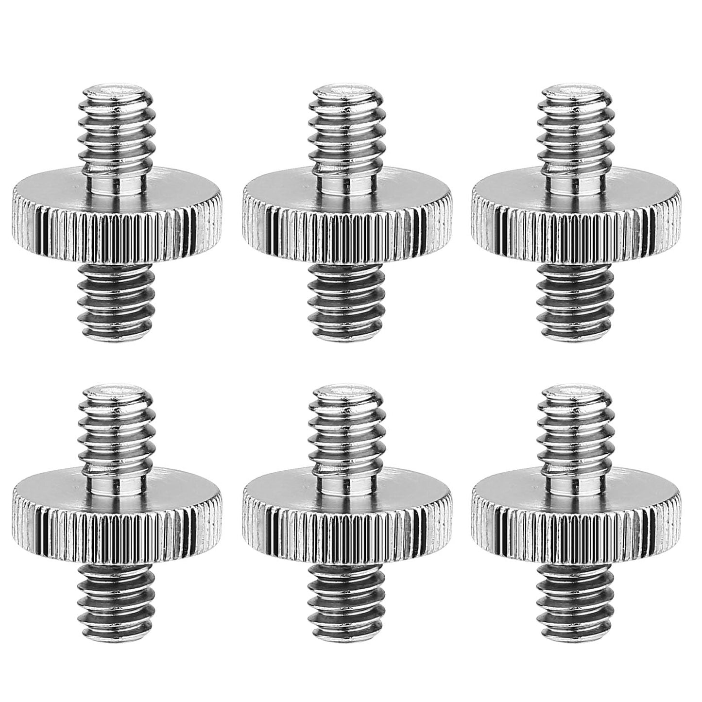 6 Pack International Standard 1/4"-20 Male to 1/4"-20 Male Threaded Tripod Screw Adapter Standard Tripod Mounting Thread Camera Screw Adapter