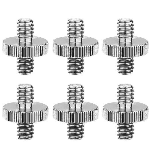 6 Pack International Standard 1/4"-20 Male to 1/4"-20 Male Threaded Tripod Screw Adapter Standard Tripod Mounting Thread Camera Screw Adapter