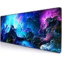 SANWUMIAN Gaming Mouse Pad, Large Non-Slip Rubber Base Mousepad, Keyboard Mouse Mat, Desk Pad with Stitched Edges, 31.5x11.8inch, Dazzling Galaxy