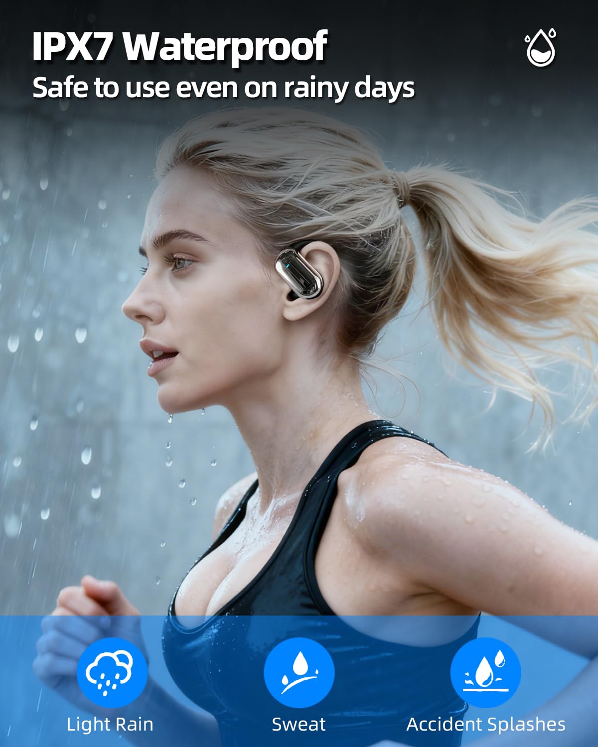Aurasofix Open Ear Bluetooth 5.4 Headphones with Ergonomic Ear Hook