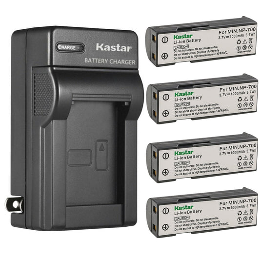 Kastar 4-Pack Battery and AC Wall Charger Replacement for Konica NP-700 Battery, Konica Dimage X500, DG-X50-K, DG-X50-R, DG-X50-S, Konica X6 Camera