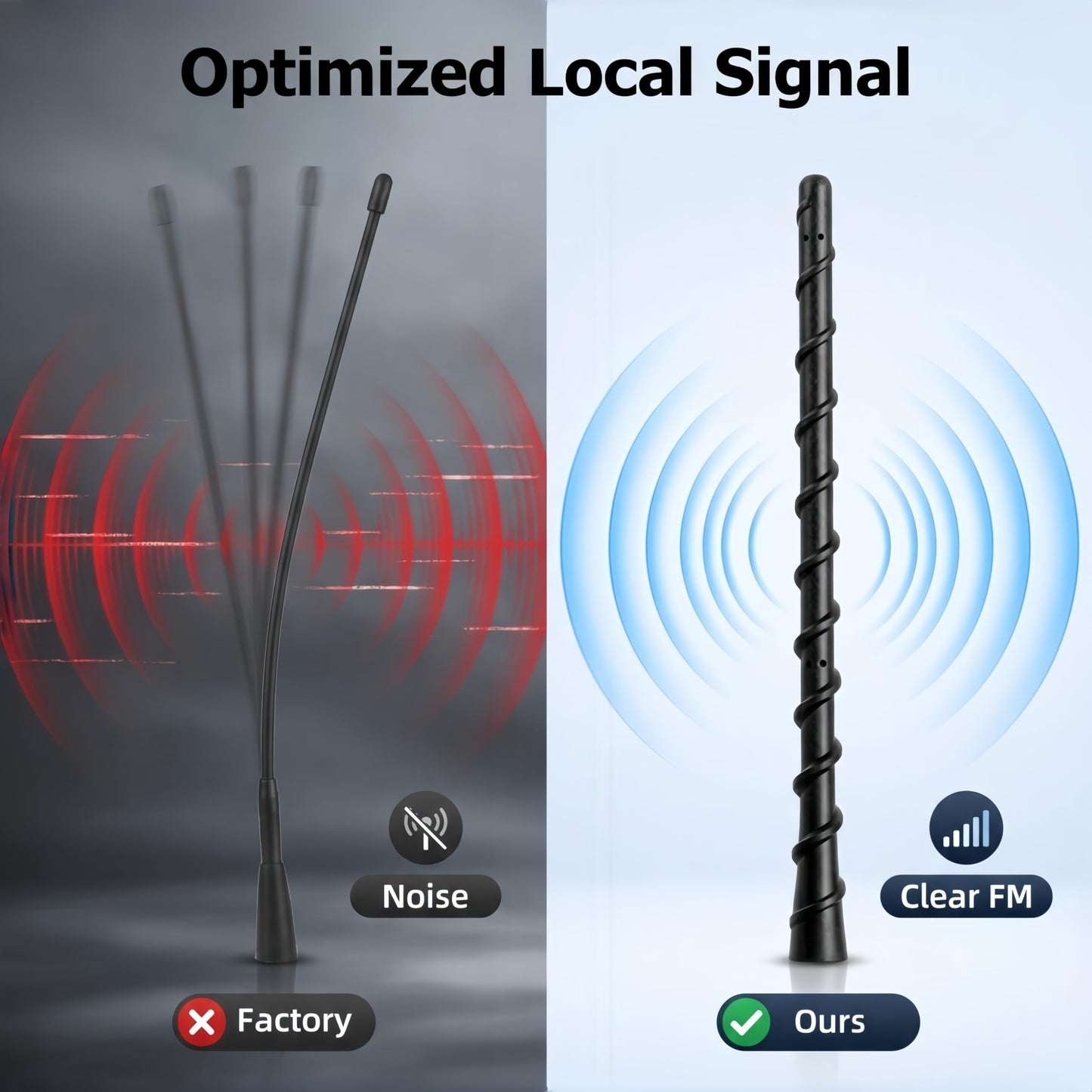 Car Short Antenna 7 Inch, Carbon Fiber American Flag Auto Radio Antenna for AM/FM Reception, Universal Vehicle Roof Antenna - for Ford F-150 Jeep