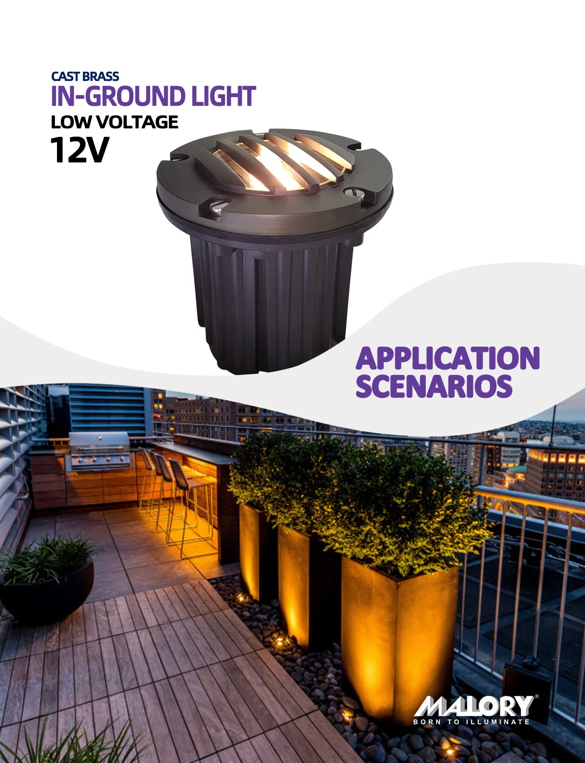 Low Voltage Landscape Lighting,(5''H) Brass Top Cover Outdoor In Ground Lights, 12V Landscape Well Ground Lights for Pathway, Driveway and Garden 1