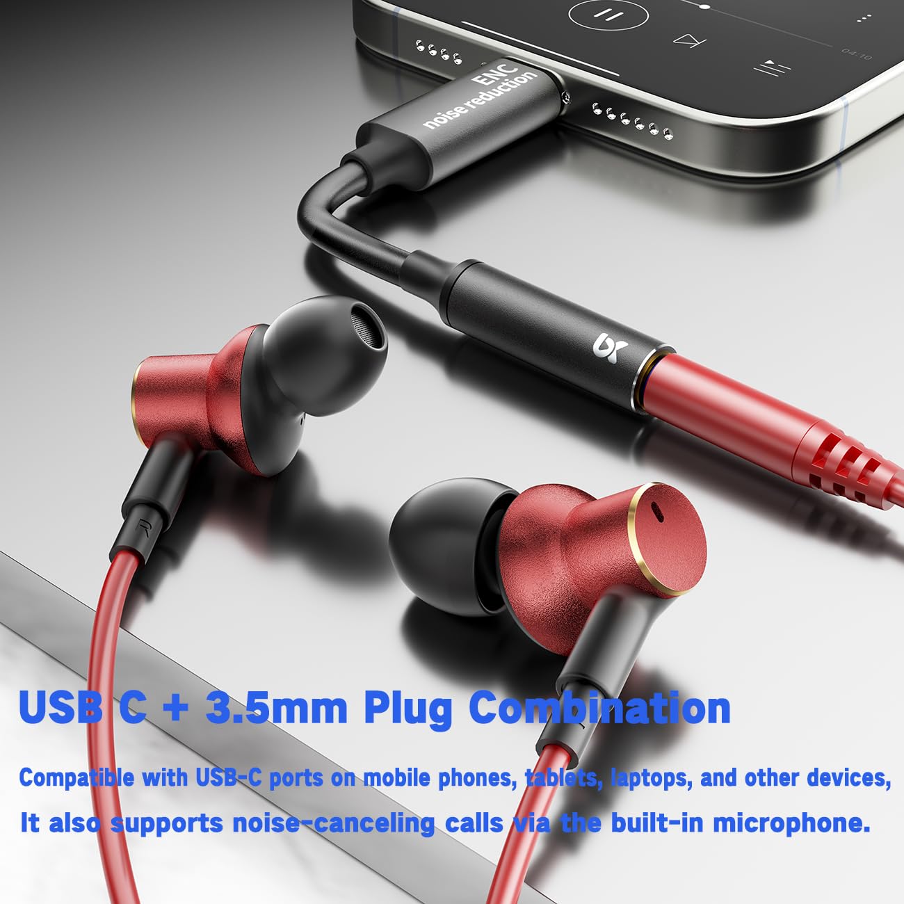 Wired Active Call Noise Cancelling Earbuds (Dynamic & Balanced Armature)-Deep Rich Bass Hi-Fi Stereo In Ear Headphones,Balanced Super Bass Mids Highs…