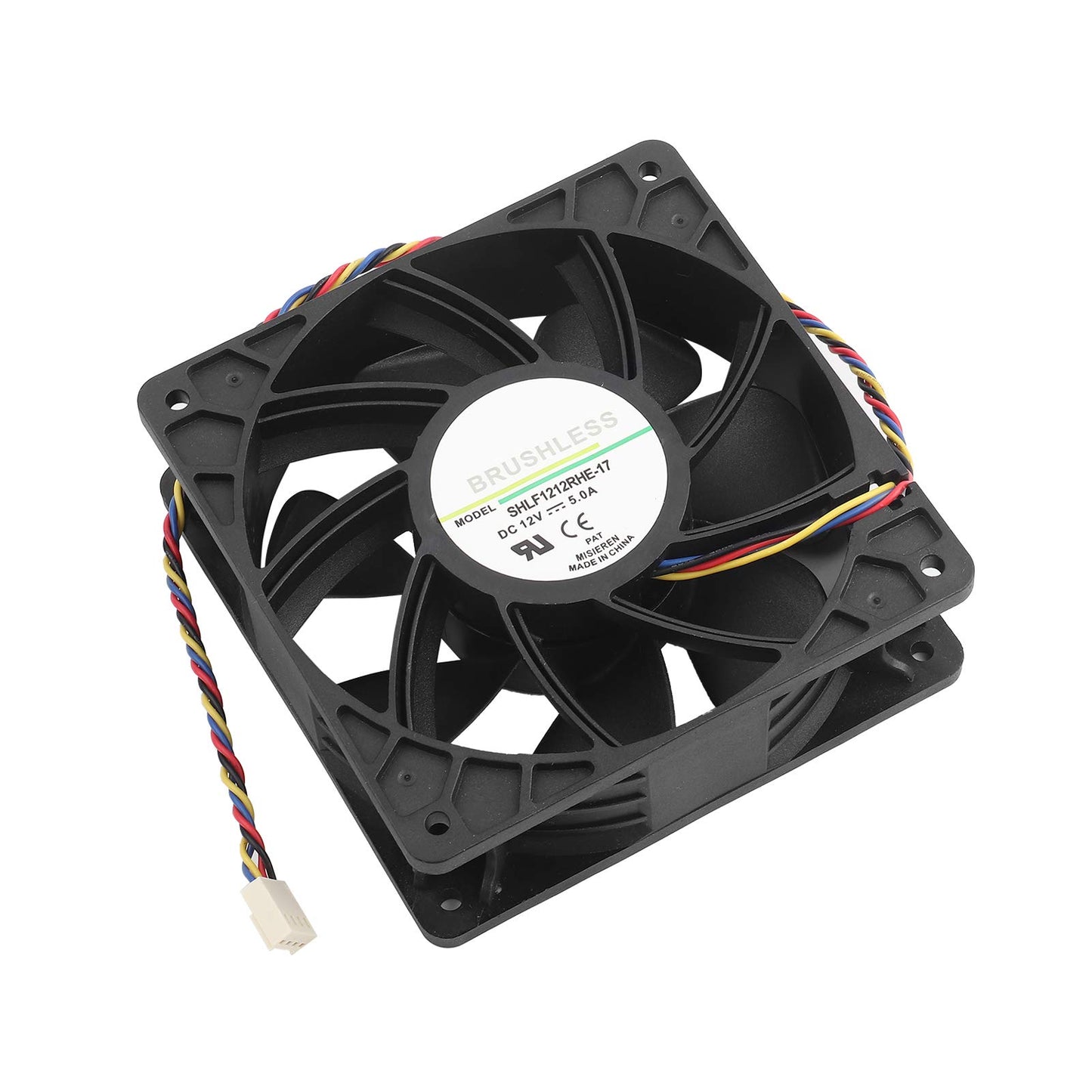 Cooling Fan, DC 12V 5.0A Computer Case 7500RPM Cooling Fan Replacement 4 Pin Connector for Antminer S7 S9.