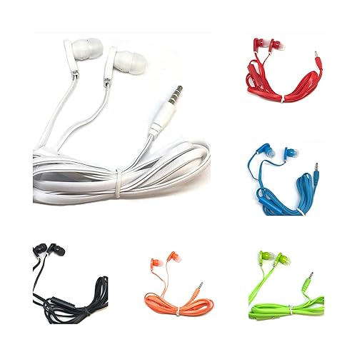 TFD Supplies Wholesale Bulk Earbuds with Microphone Headphones 50 Pack for iPhone, Android, MP3 Player - Mixed Colors