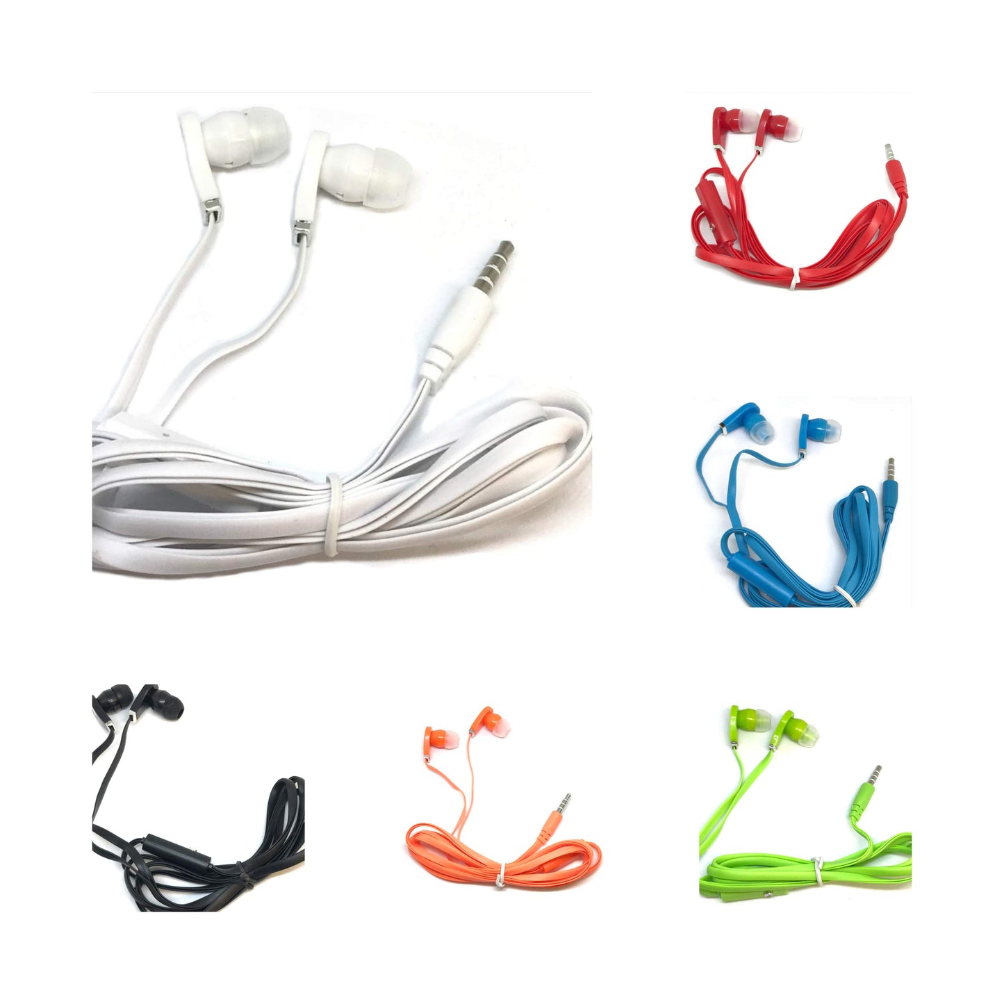 TFD Supplies Wholesale Bulk Earbuds with Microphone Headphones 200 Pack for iPhone, Android, MP3 Player - Mixed Colors