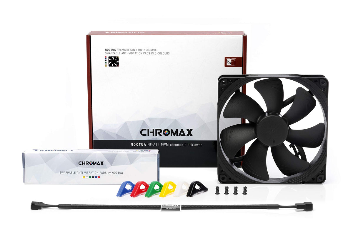 Noctua NF-A14 PWM chromax.Black.swap, High-Performance Quiet Fan 140mm