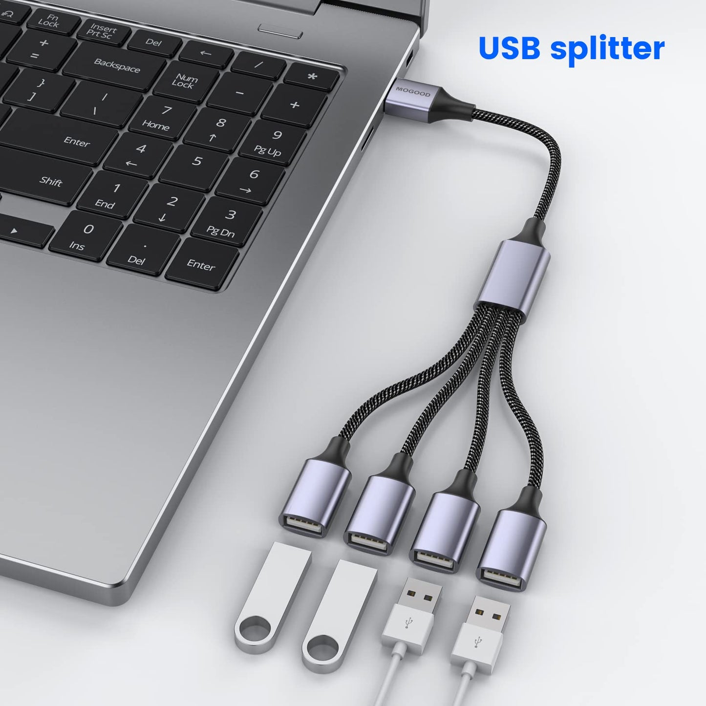 MOGOOD 4 in 1 USB Splitter Cable,USB to USB Cable Adapter,USB to 4 USB Adapter,Splitter 4 USB Cable,USB Power Split Adapter for Data Charging Power…