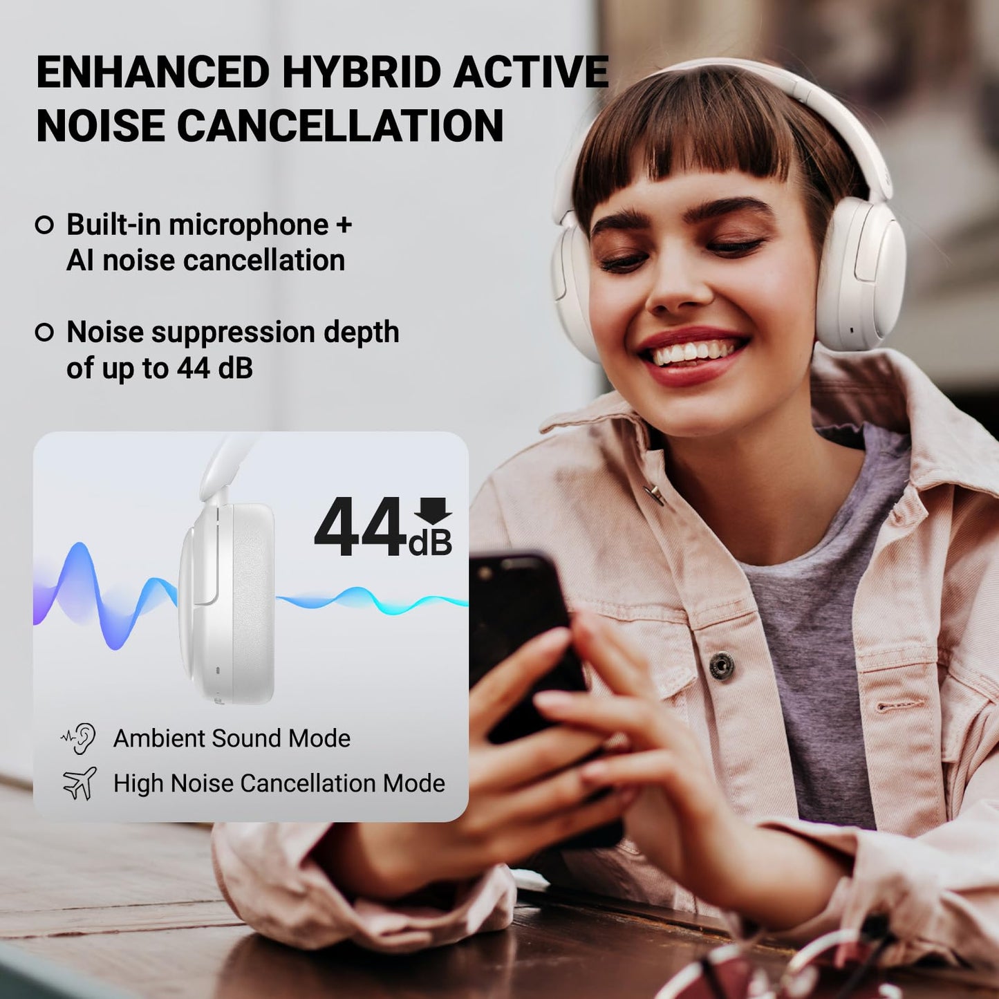 Edifier V80 Hybrid Active Noise Cancelling Headphones, True Wireless Over Ear Bluetooth Headset with 45H Playtime Hi-Res Audio Fast Charging…