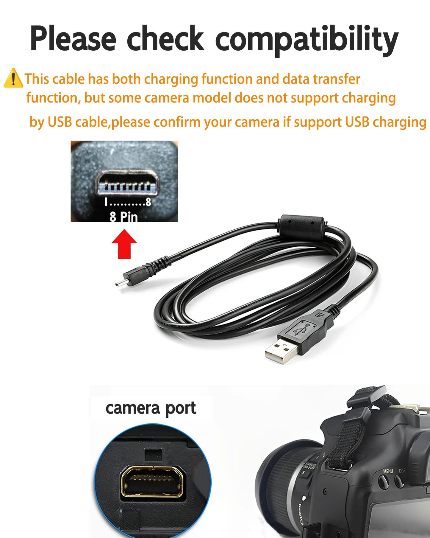 WizFluxMet USB Cable for Sony Cybershot Camera Compatible with Sony DSC-W370 W310 W330 W180 W190 W530 W620 W650 W670 W690 W710 W730 W810 W800 W830