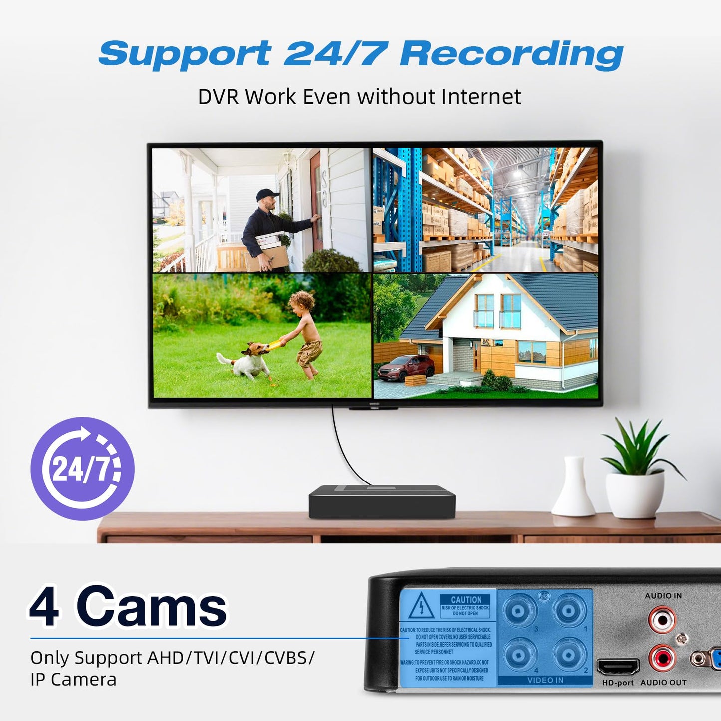 Douevo 5MP 4 Channel Security DVR Recorder with 500GB Hard Drive, H.265+ 4CH Surveillance Digital Video Recorder,Hybrid 5-in-1 (TVI/AHD/CVI/CVBS/IPC)
