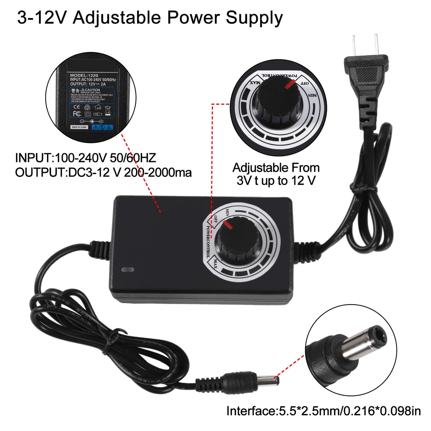 2PCS Blower Cooling Fan 120x25mm 110V 220V AC Powered Cooling Fan Dual-Ball Bearings 3 to 12V Speed Controller Fan for Receiver DVR Compatible
