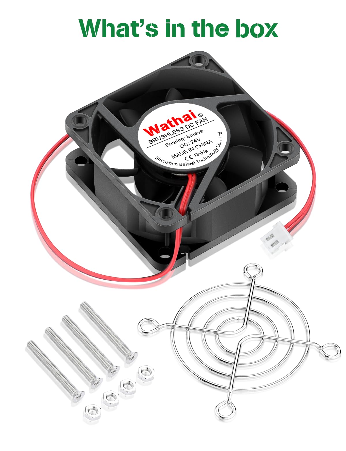 Wathai 60mm x 25mm 24V Case Fan 2Pin DC Brushless for DIY Exhaust Cooling Project