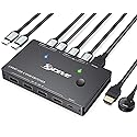 USB C KVM Switch 4K@60Hz, USB C Switch for 2 Laptops Share 1 Monitor and 4 USB Peripherals, Thunderbolt 3 Compatible, 100W PD, Wired Remote and USB-C