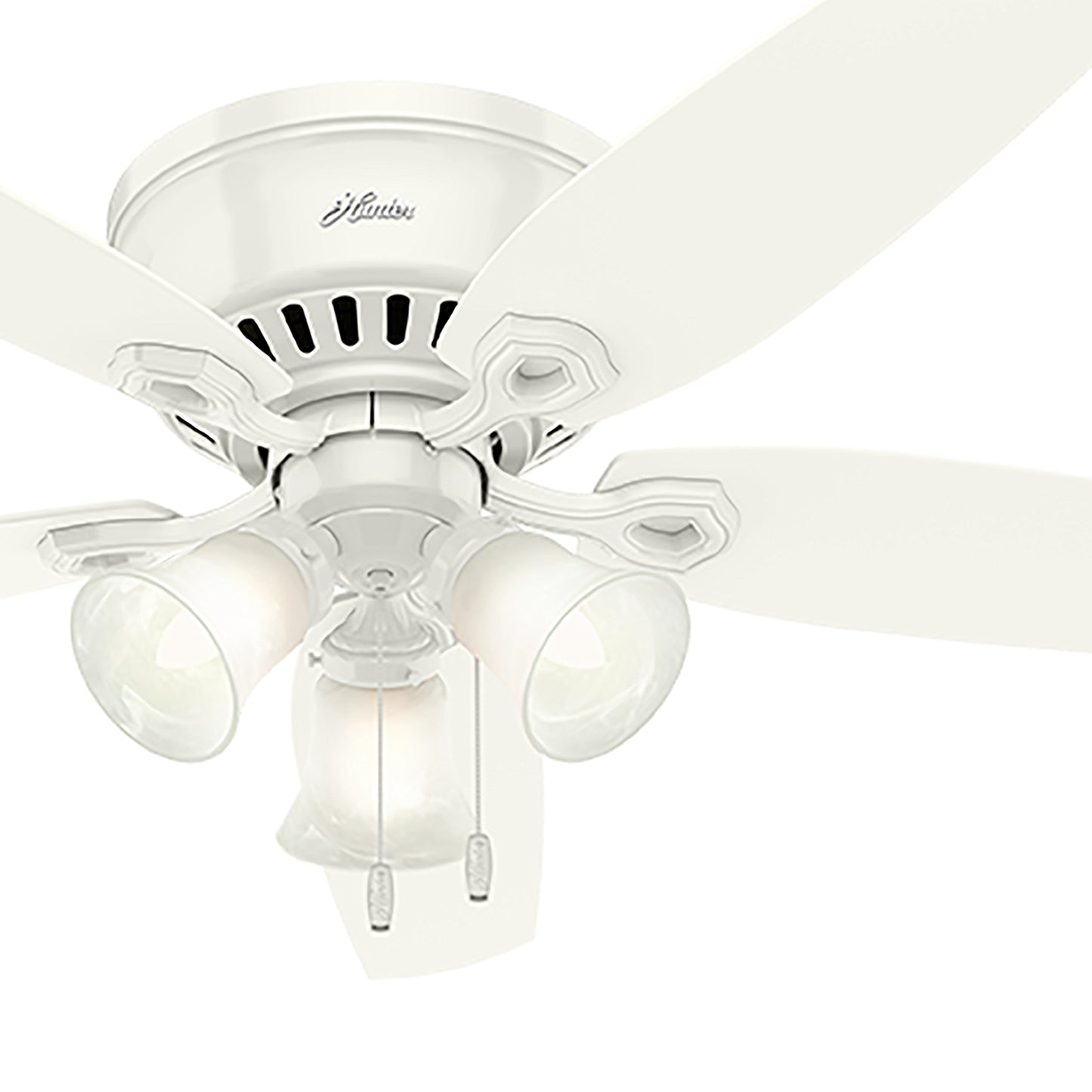 Hunter Fan 52 inch Low Profile Ceiling Fan in Snow White with 3 Light, 5 Blade (Renewed)