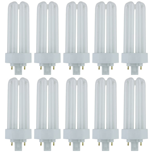 Sunlite PLT26/E/SP Compact Fluorescent Plug-in PLT 4-Pin Triple Tube, 26 Watts, 4-Pin GX24q3 Base, 1800 Lumens, 2700K Soft White, 10 Pack