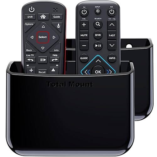 TotalMount Universal Remote Control Holder - Attaches to Wall or Back of TV - Compatible with All TV Remotes (Premium Black, Large Two Pack)