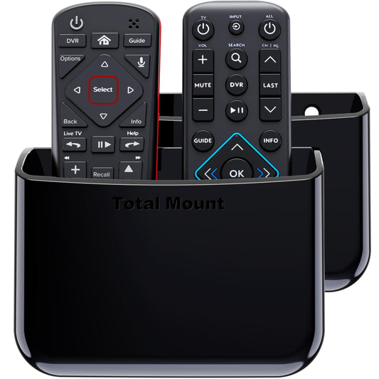 TotalMount Universal Remote Control Holder - Attaches to Wall or Back of TV - Compatible with All TV Remotes (Premium Black, Large Two Pack)