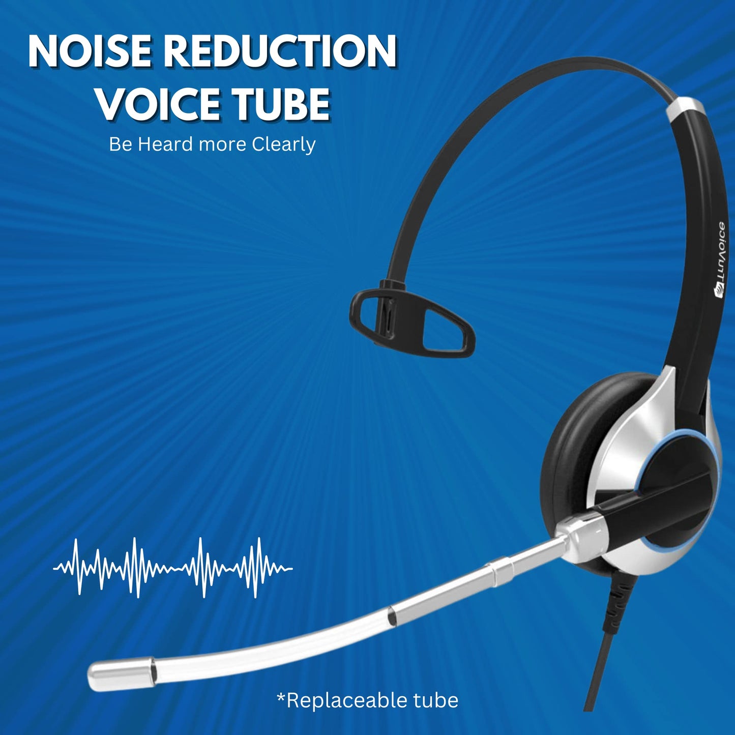 TruVoice HD-300 Deluxe Headset with Noise Reduction Voice Tube & HD Sound - Compatible with Cisco 6000, 7800, 8800 8900 Series Phones and 7931 7940