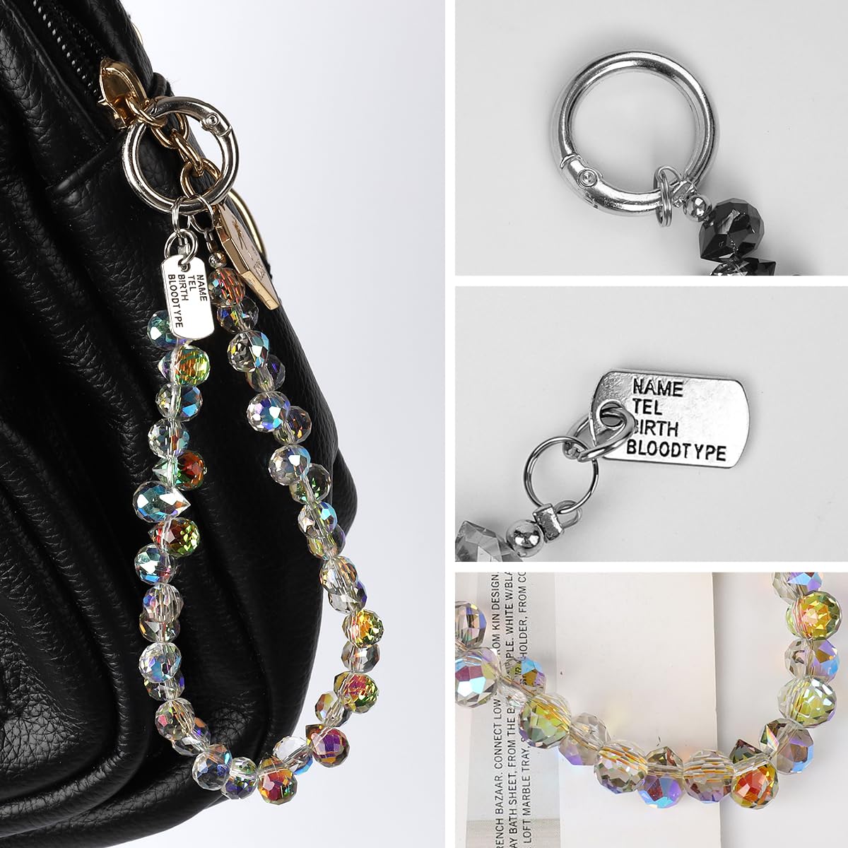 Ninelimi 2PCS Droplet Crystals Beaded Phone Wrist Strap, Cellphone Lanyard Chain, Phone Charm Chain Keychain Beaded Cellphone Lanyard for Women