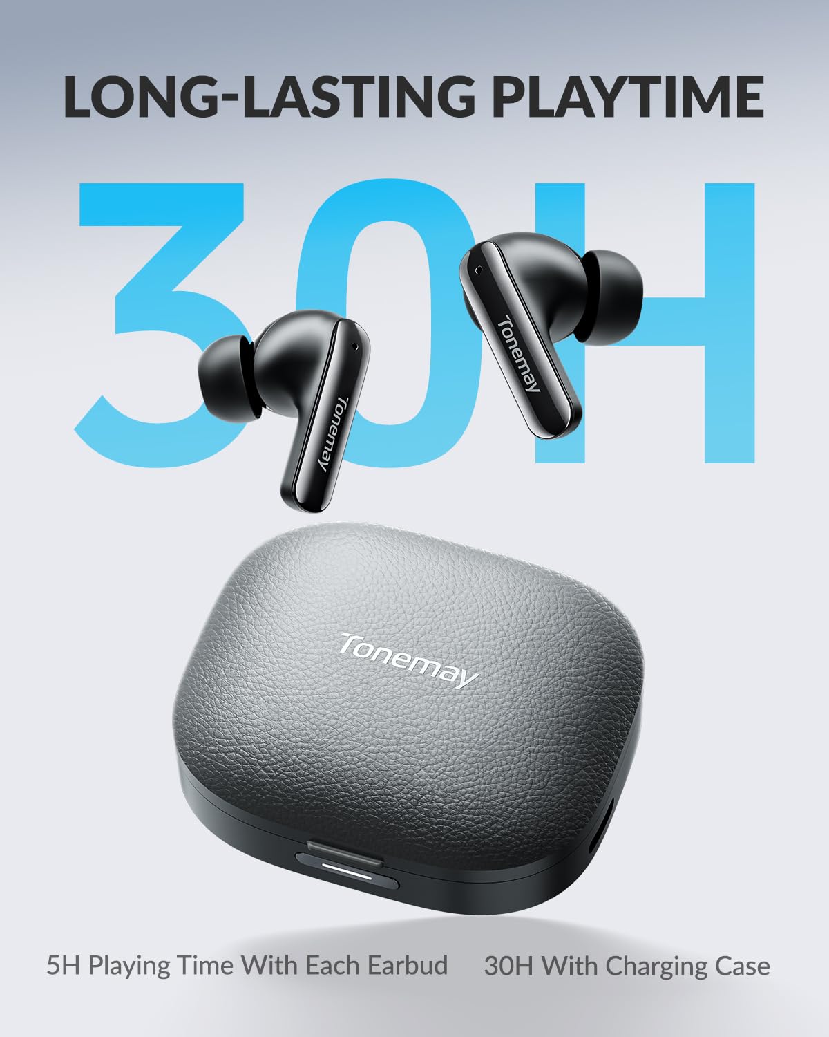 TONEMAY M4 Wireless Earbuds Bluetooth 6.0, HiFi Stereo Sound with ANC Noise Cancelling Earphones, 30H Playtime in-Ear Headphones,4Mics for Clear…