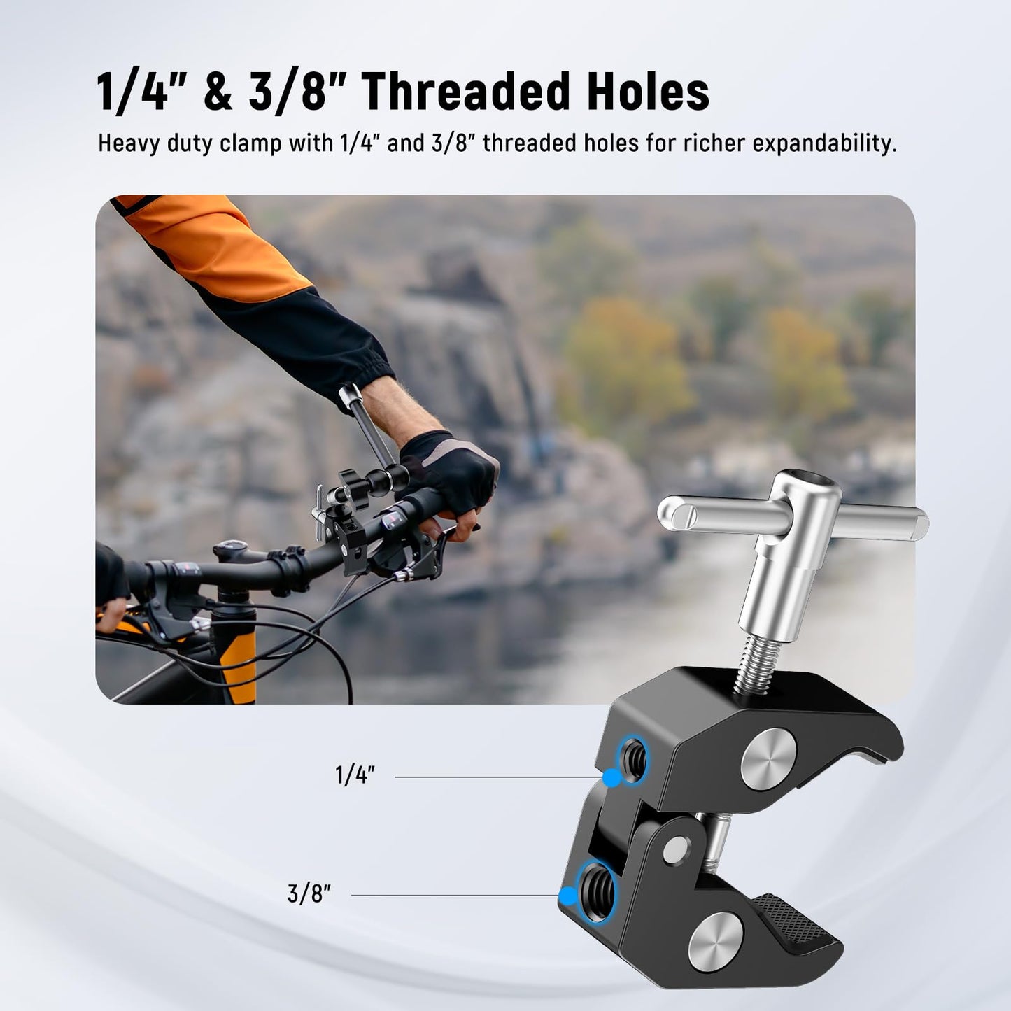 NEEWER 9.8"/25cm Adjustable Magic Arm with Super Clamp, 1/4" & 3/8" Threads, 1/4" Screws for Flash/LED Light/Microphone/Monitor, Compatible