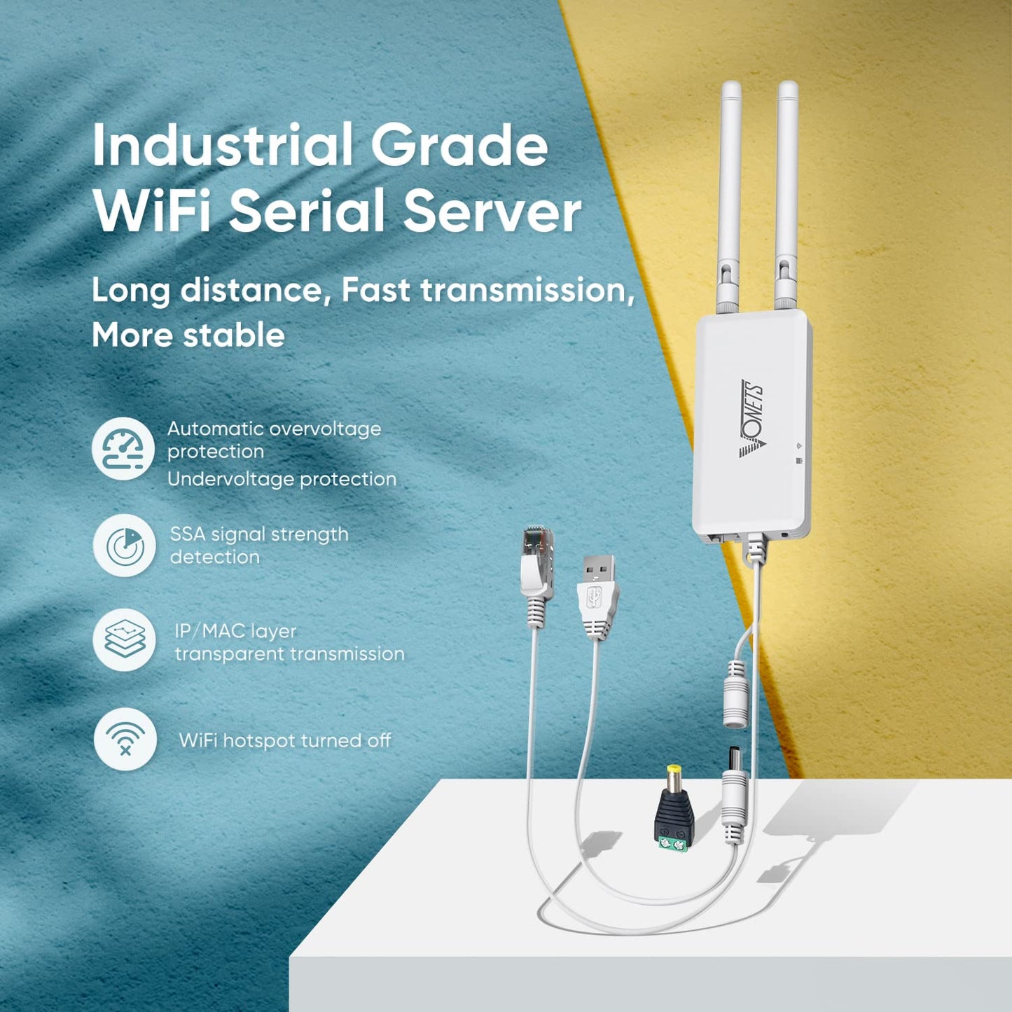 VONETS 2026 VAP11S-232 300Mbps WiFi to Ethernet Adapter 2.4G WiFi Bridge/Repeater/Mini Router/ RJ45 to RS232 Serial Server with 2 RJ45 Ports/Antennas