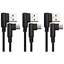 AAOTOKK 3 Ft 90 Degree Micro USB Cable Right Angle USB 2.0 Micro Male Nylon-Braided Fast Sync & Charging Cord Compatible with Android, Samsung