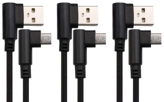 AAOTOKK 3 Ft 90 Degree Micro USB Cable Right Angle USB 2.0 Micro Male Nylon-Braided Fast Sync & Charging Cord Compatible with Android, Samsung