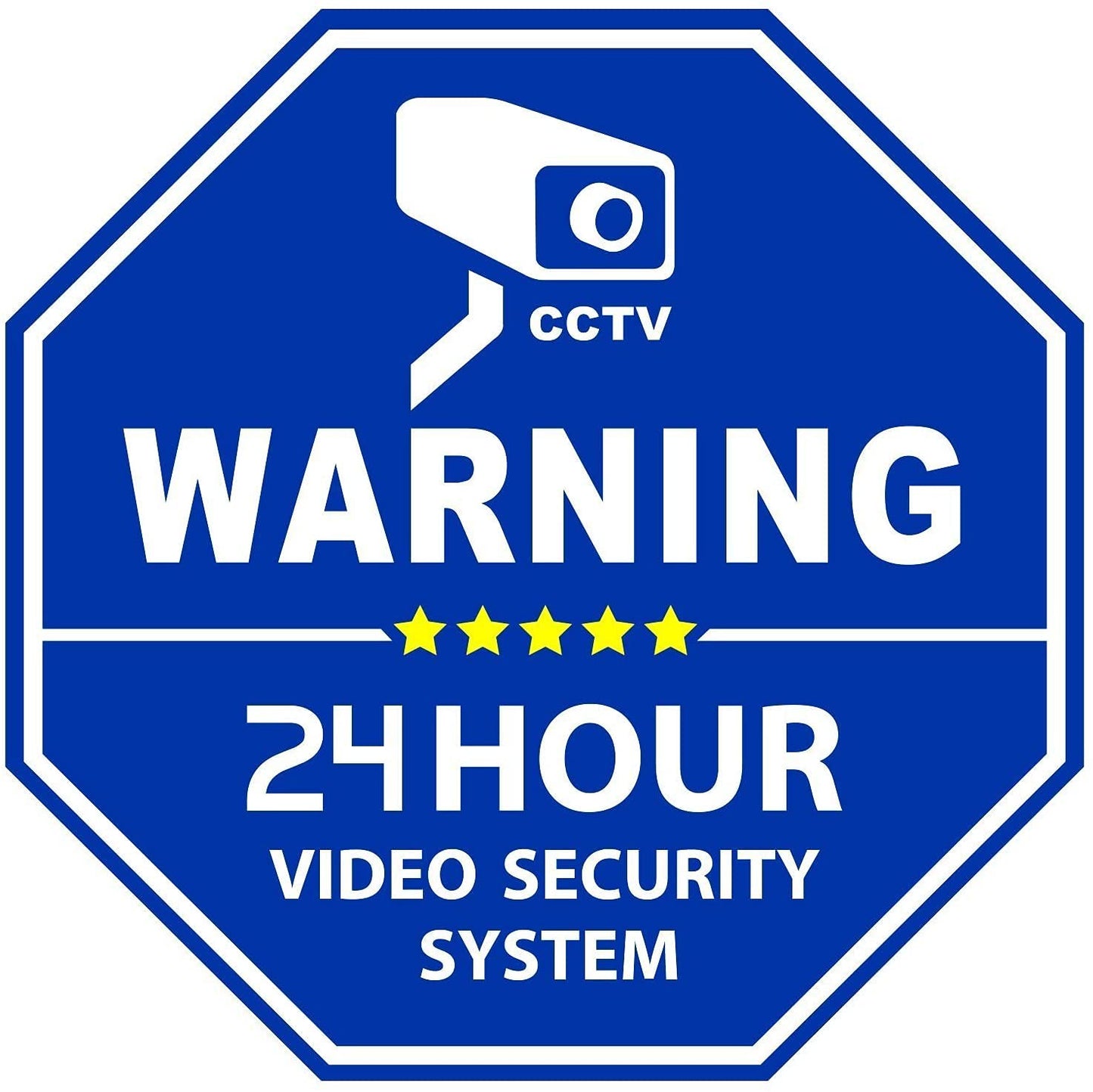 WSQ 6-Pack CCTV Video Surveillance in Vehicle Vinyl Sticker Decal-3.3 X 3.3 Inch Security Door & Window Stickers, Blue Octagon-Shaped, Indoor