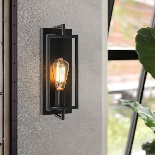 PUUPA Black Wall Sconce Lighting, Single Light Bathroom Vanity Light fixtures Modern Indoor Farmhouse Wall Lights