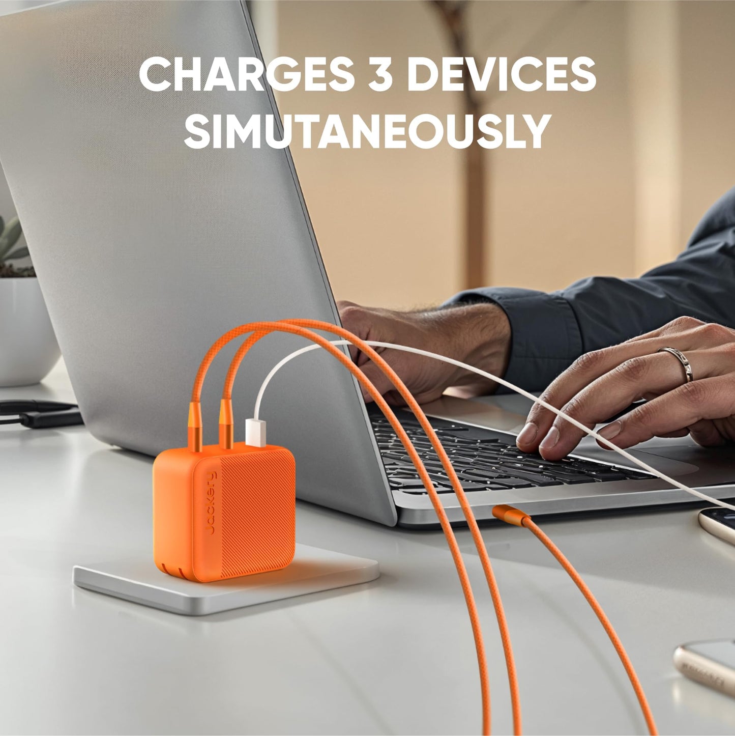 Jackery 102W GaN 3-Port Fast Charger, Dual 100W USB-C & 18W USB-A Ports, Quick Charging with PD3.0, PPS, QC4.0, Compatible with Jackery Explorer