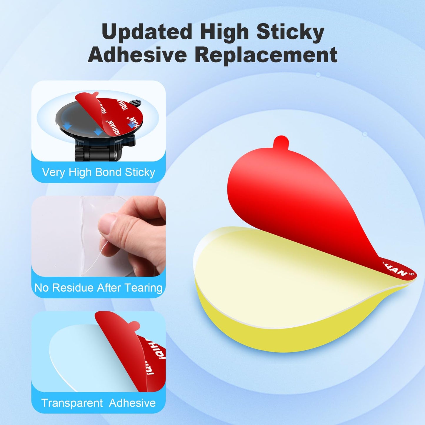 Pormkig Adhesive Sticky Pad for Car Phone Mount - Double Sided Phone Holder Mounting Tape Replacement, Heavy Duty Clear Glue Pads for Magnetic