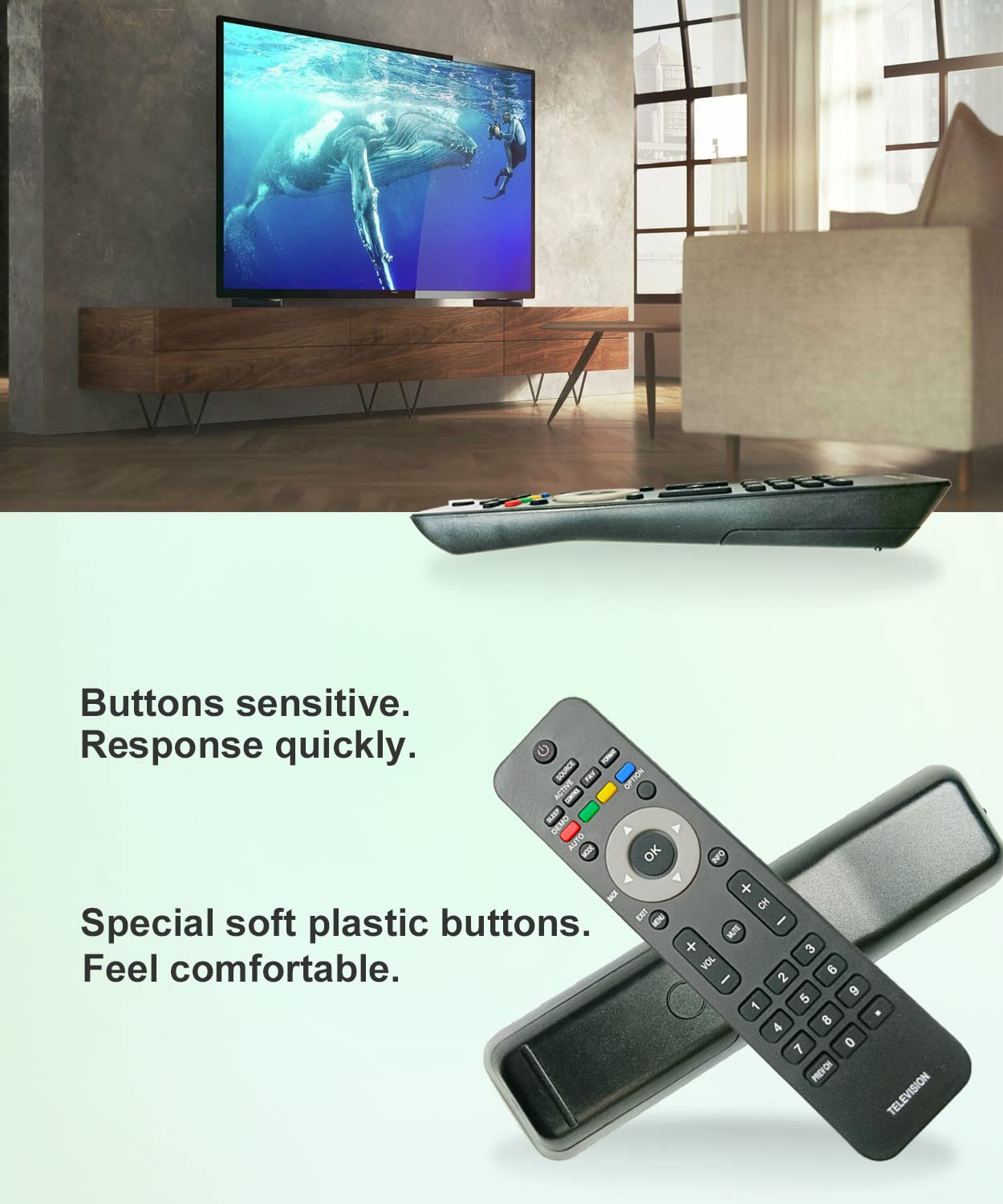 JISOWA Replacement Remote Control Universal for Philips TV 19PFL3504D/F7 22PFL4505D/F7 URMT34JHG001 32PFL3504D/F7 32PFL3403D/F7 42TA648BX/F7