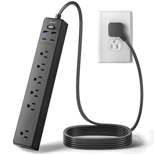 Power Strip, SUPERDANNY 6-Outlet Surge Protector, 4 USB Ports, 4.5 Ft Extension Cord, 900 Joules, Mountable, Overload Switch, Protected Indicator
