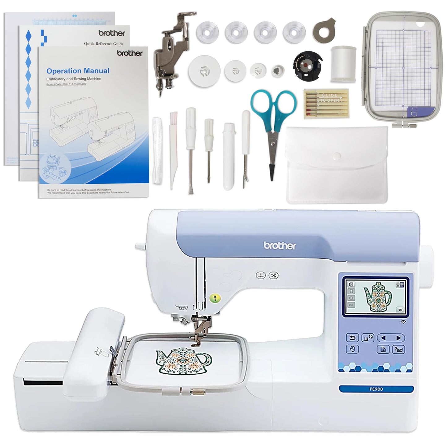 Brother SP-1 Sublimation Printer Bundle with PE900, Full Ink Set, 160 Sublimation Transfer Sheets, 50 Blanks, Tape and More
