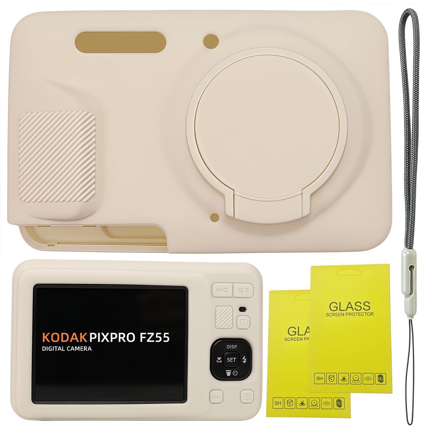 SZHSYJY Case for Kodak PIXPRO FZ55,FZ55 accessories,Soft Silicone Protective Case Removable Lens Cover,Comes with 2 Screen Protectors and 1 Wrist